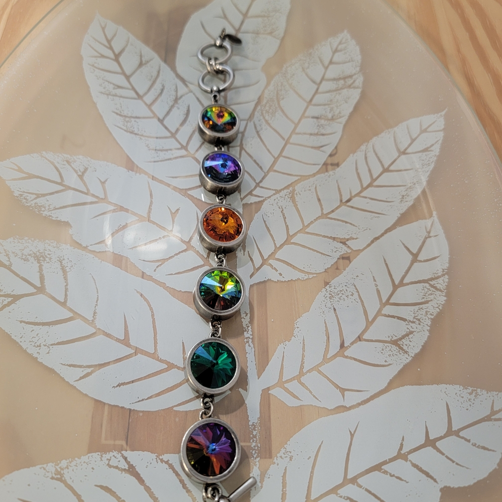 Vintage Multicolour Bracelet Sparkling Glass Rainbow Crystals